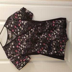 Cherokee Pink & Black Scrub Top. Small